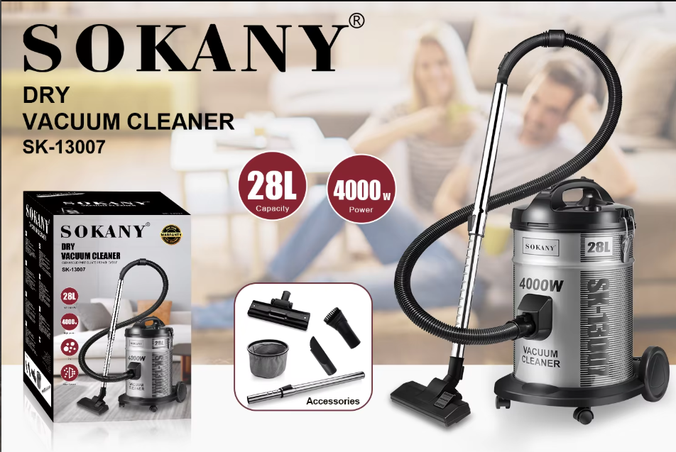ម៉ាស៊ីនបូមធូលី Sokany Drum Vaccum Cleaner 28L SK13007