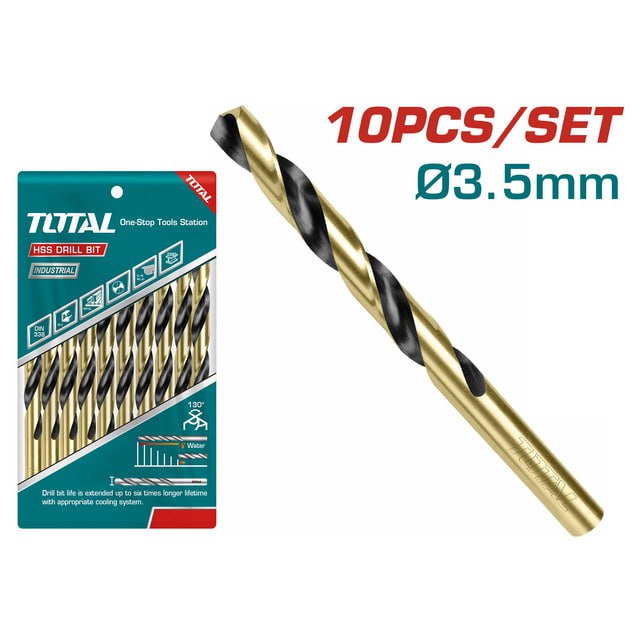 ផ្លែស្វានដែក Total HSS Drill Bits Set 10pcs (3.5m*70mm) TAC100353