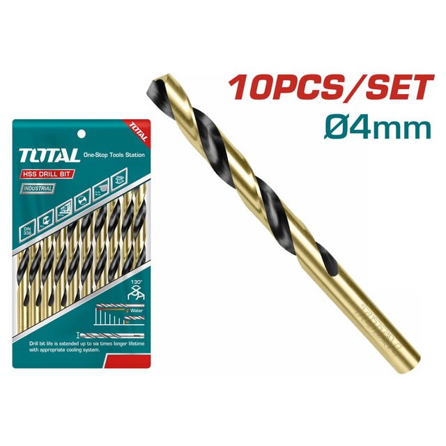 ផ្លែស្វានដែក Total HSS Drill Bits Set 10pcs (4mm*75mm) TAC100403