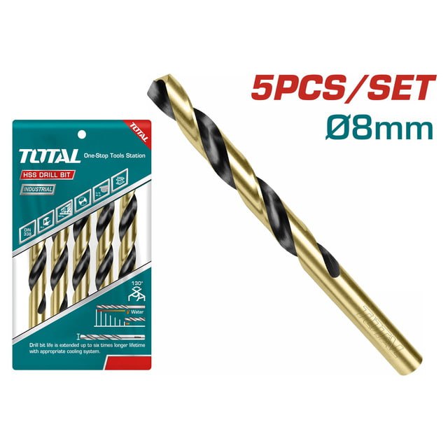 ផ្លែស្វានដែក Total HSS Drill Bits Set 5pcs (8mm*117mm) TAC100803