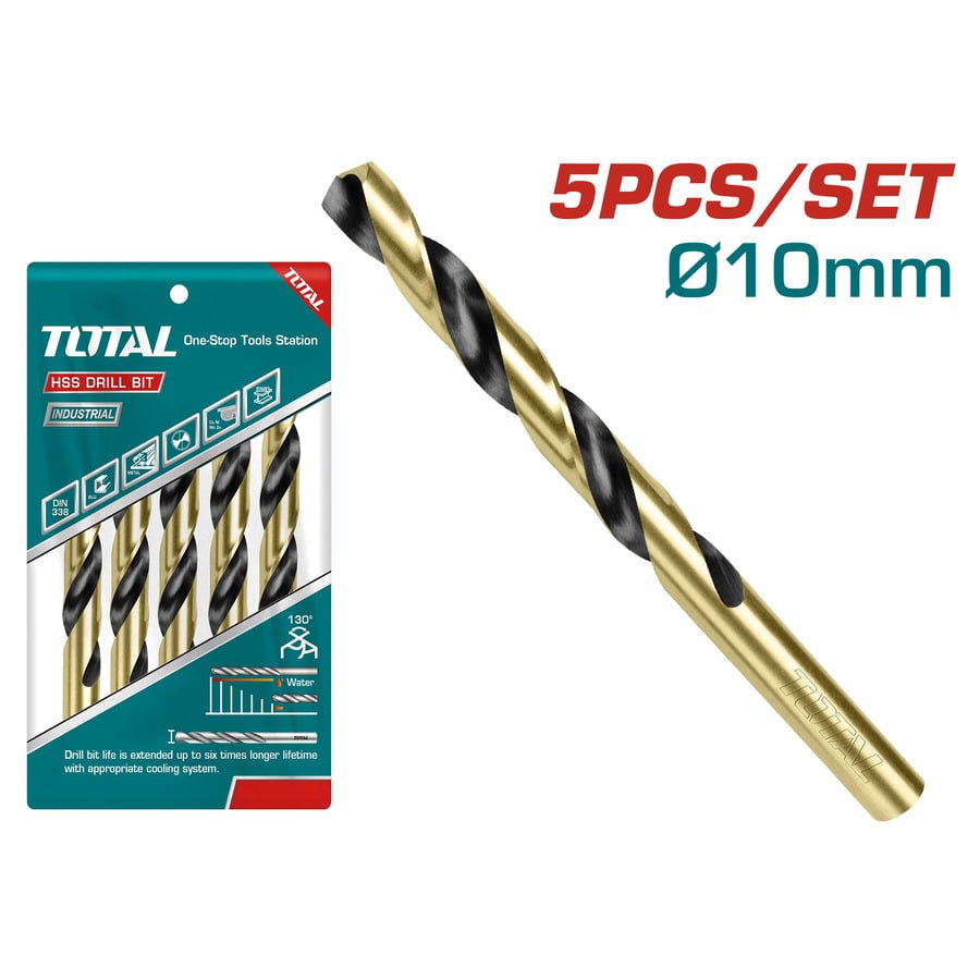 ផ្លែស្វានដែក Total HSS Drill Bits Set 5pcs (10mm*133mm) TAC101003