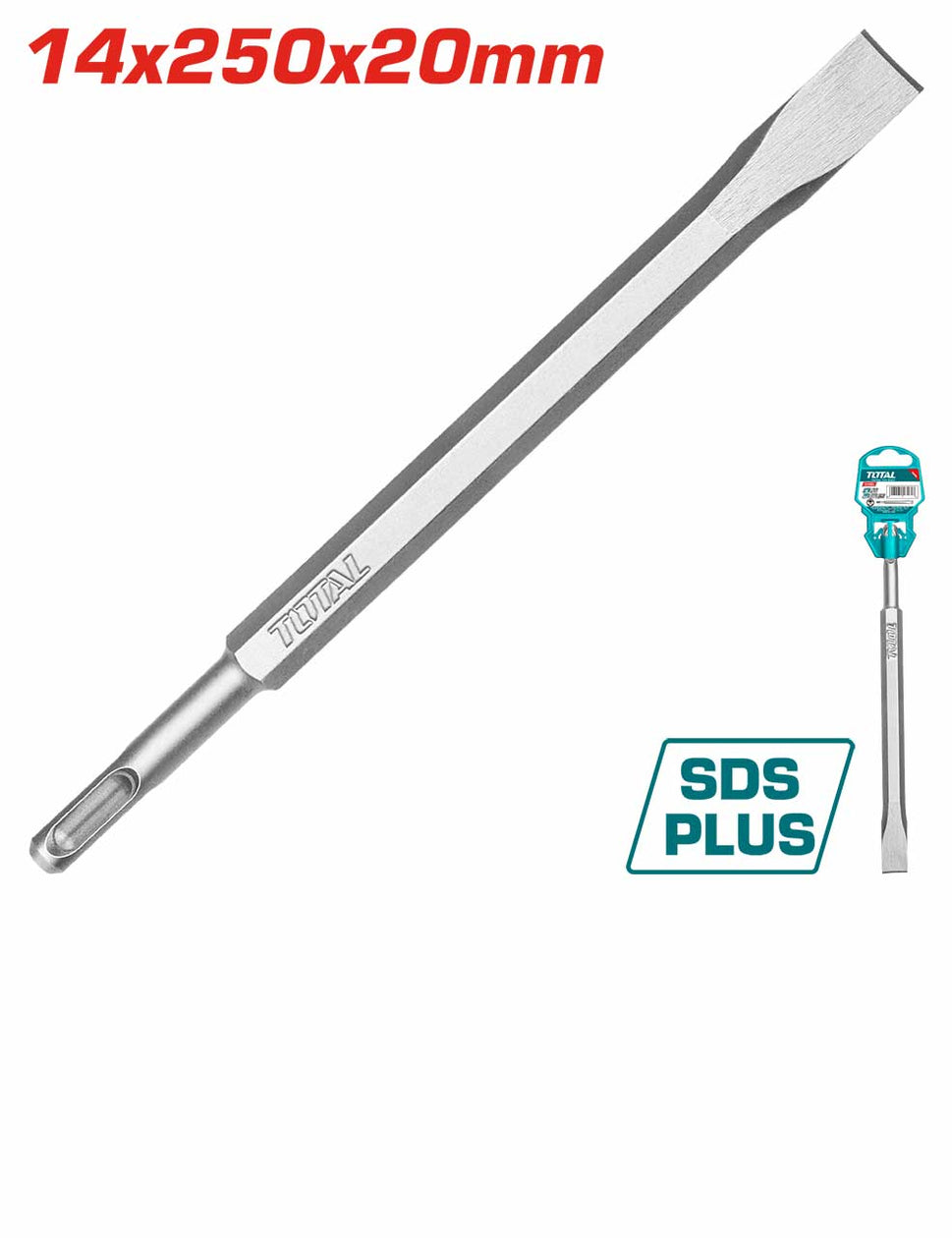 ផ្លែដាប់បេតុងមុខសំប៉ែត TotalSDS Plus Flat Chisel (14mm*250mm*20mm) TAC15121411