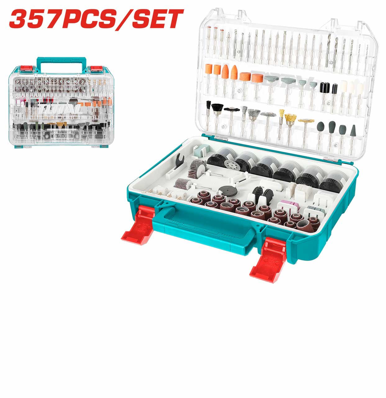 ឈុតផ្លែសី Total Accessories for Mini Drill Set 357pcs TACSD13571