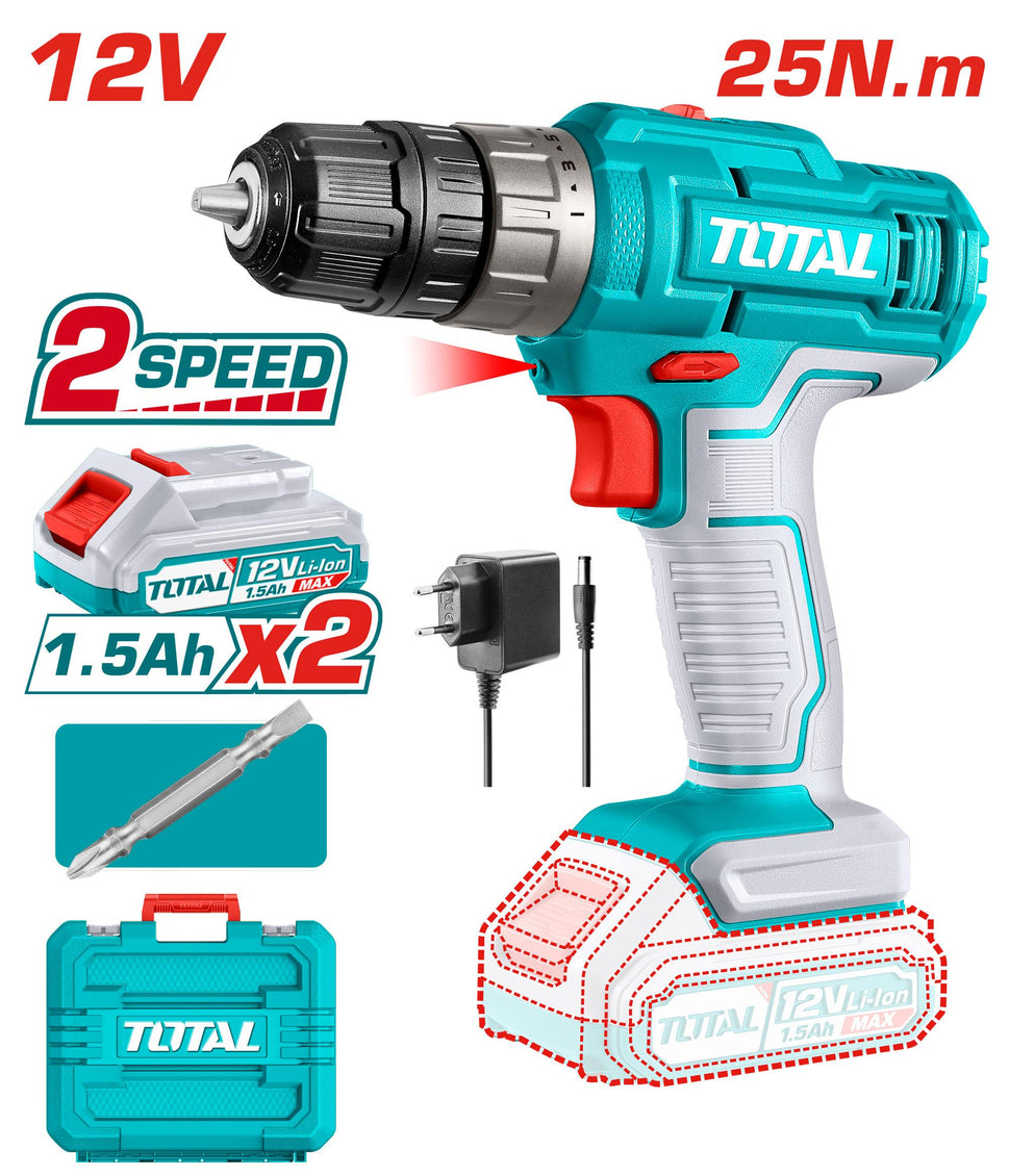 ម៉ូទ័រស្វានប្រើថ្ម(ថ្ម2) Total Cordless Drill (12V) TDLI1228