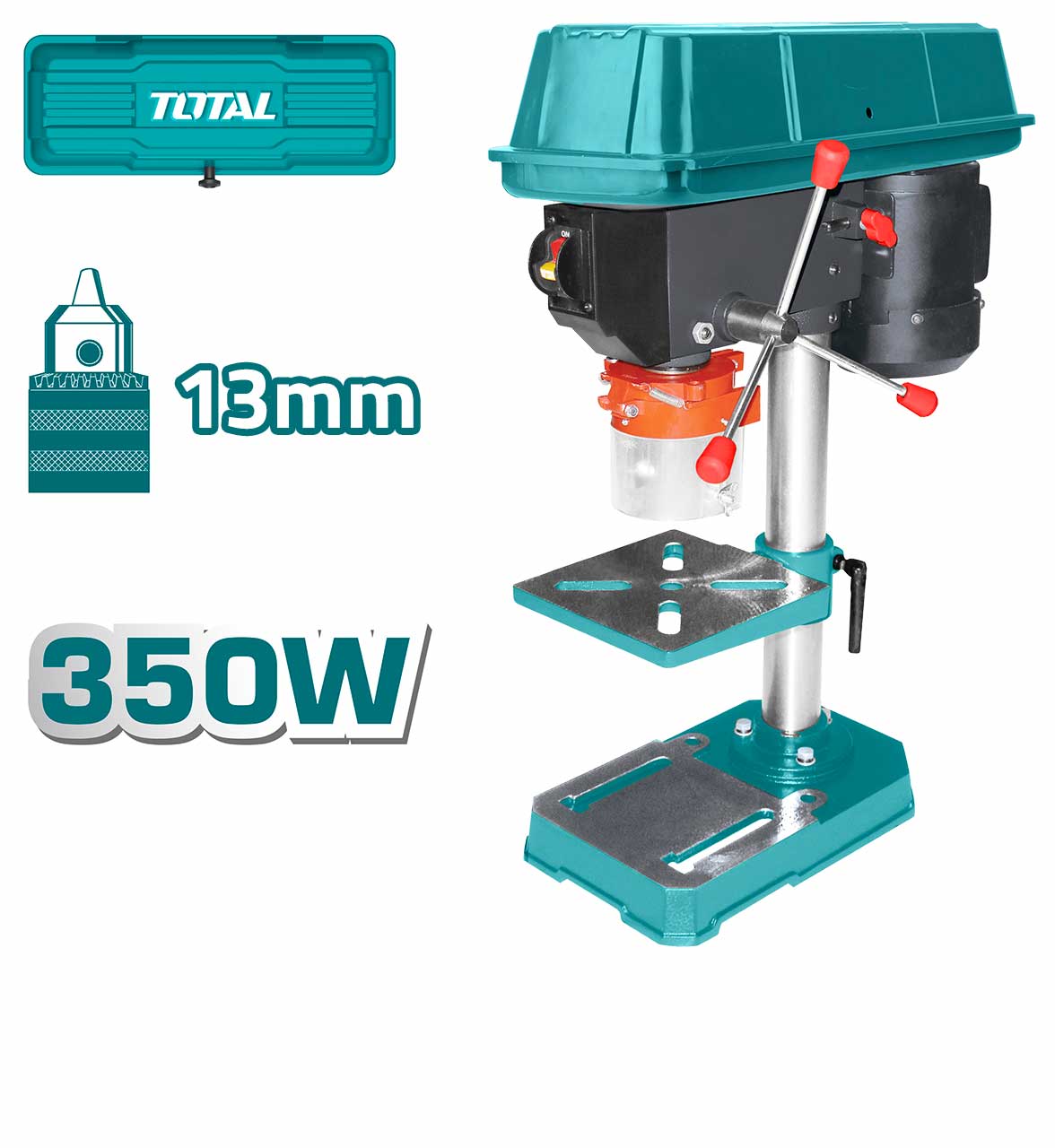ម៉ូទ័រស្វានចោះរន្ធ Total Drill Press 13mm 350W TDP133501