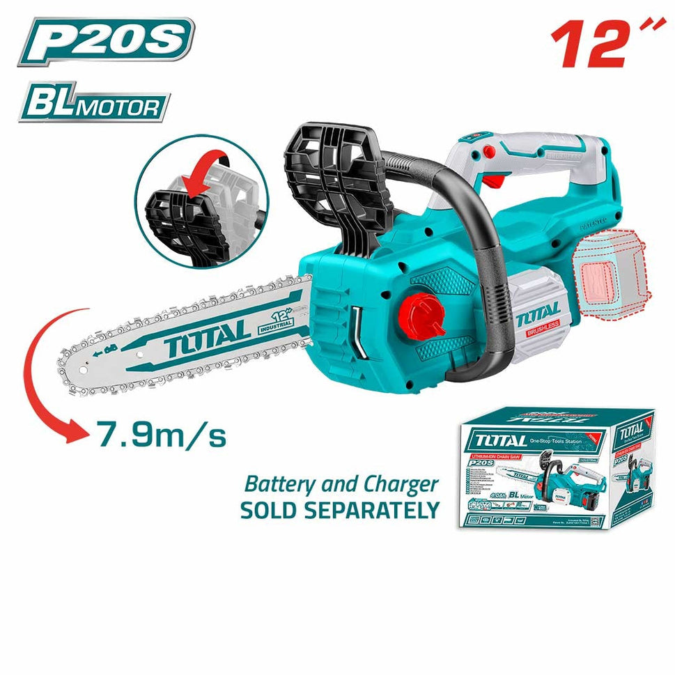 ម៉ាស៊ីនកាត់ឈើប្រើថ្ម Total Li-ion Brushless Chainsaw 900W TGSLI20128
