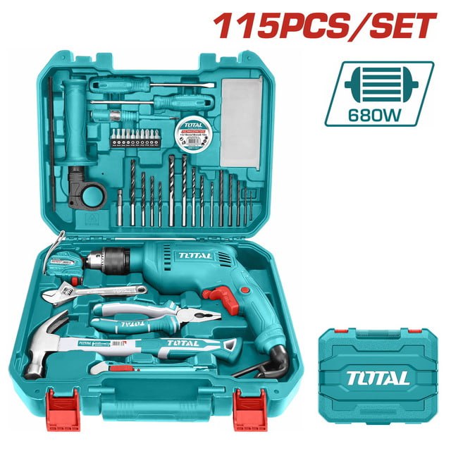 ម៉ូទ័រស្វានឈុតប្រអប់115មុខ Total Tools Set 115pcs THKTHP1152