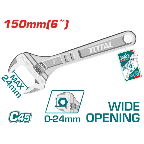 ម៉ាឡេតដែក Total Adjustable Wrench 6" THT101063