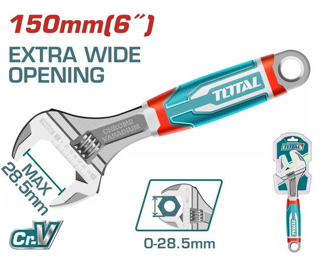 ម៉ាឡេតដែកស្រោបជ័រ Total Adjustable Wrench 6" THT101066