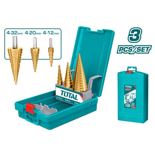 ផ្លែស្វានដែកពង្រីក Total Step Drill Bit Set 3pcs TACSD2031