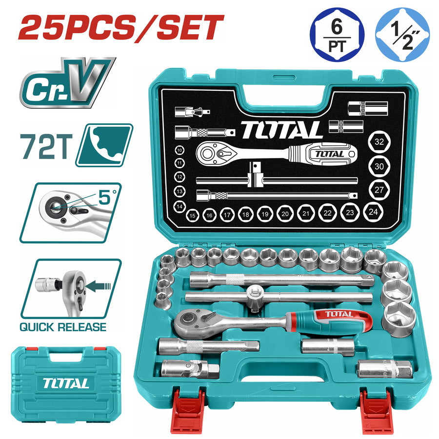 សោរឈុត(ប្រអប់ជ័រ) Total Socket 1/2" Set 25pcs THT121251