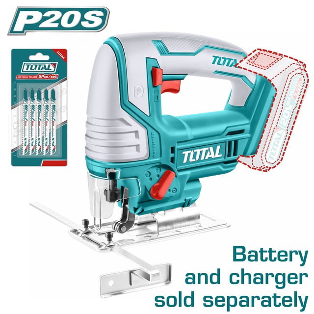 ម៉ូទ័រឃ្វៀលឈើប្រើថ្ម Total Cordless jig saw 20V TJSLI8501