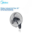 កង្ហាជាប់ជញ្ជាំង Midea Industrial Wall Fan 18Inch With 3 Speed Level MFW180M0BMK