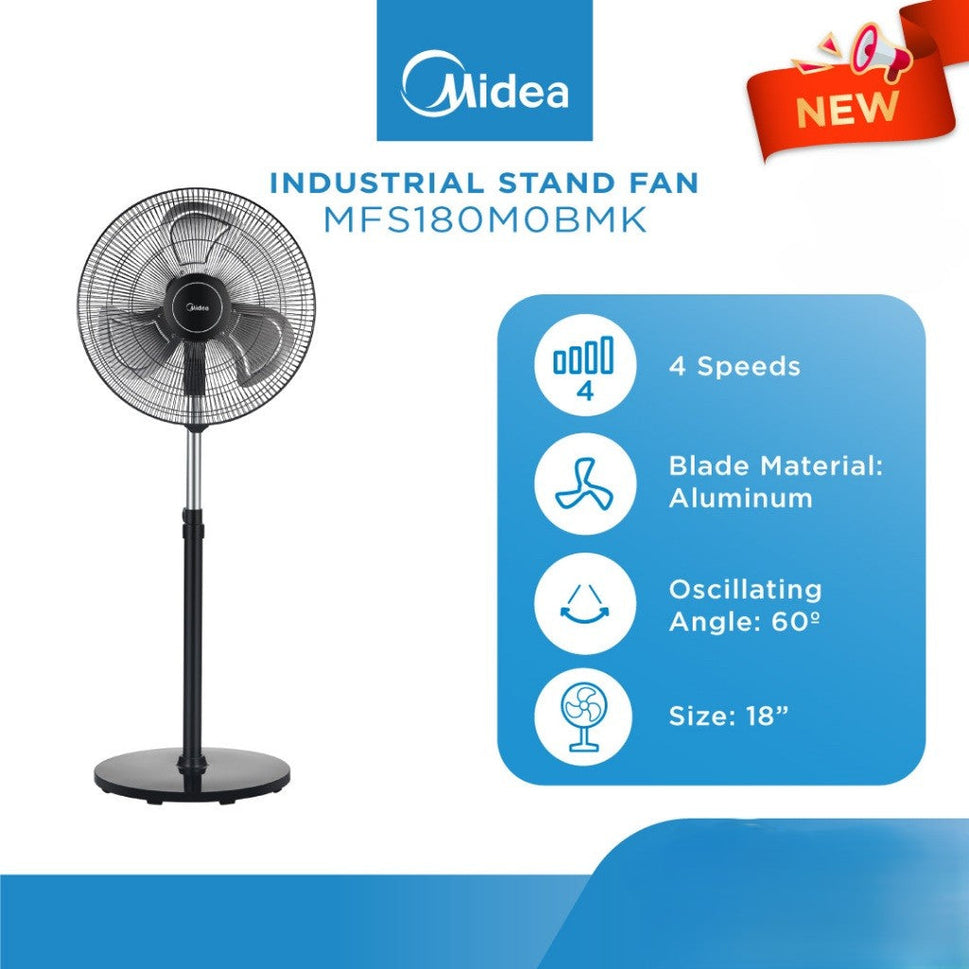 កង្ហាបញ្ឈរ Midea Stand Fan 18Inch With 4 Levels MFS180M0BMK