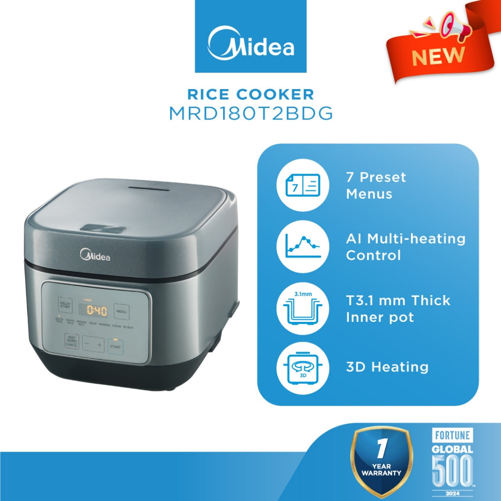 ឆ្នាំងដាំបាយអគ្គិសនី Midea Digital Rice Cooker 1.8L MRD180T2BDG – DD Home