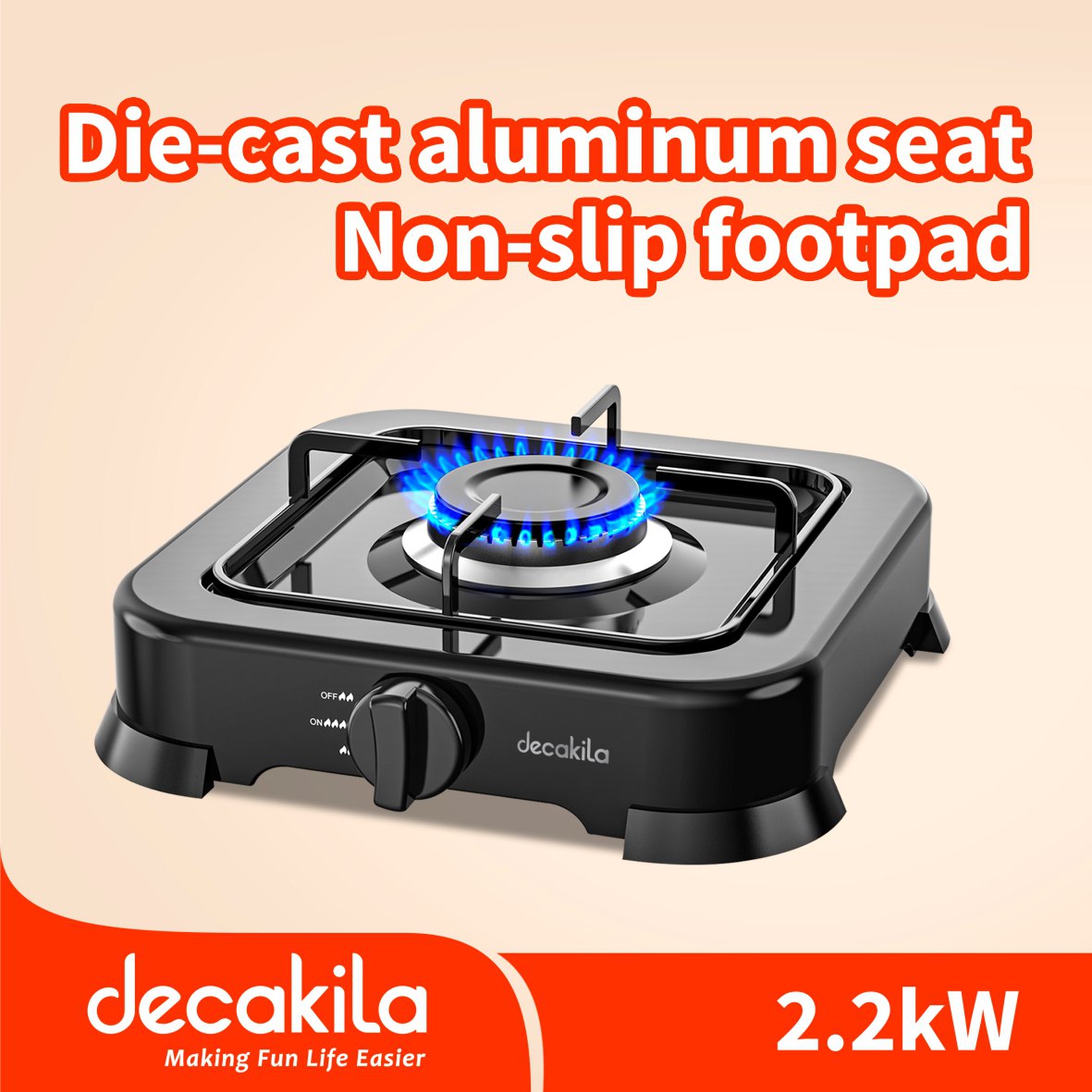 ចង្ក្រានហ្គាស 2.2KW Decakila Gas Stove KMGS007B