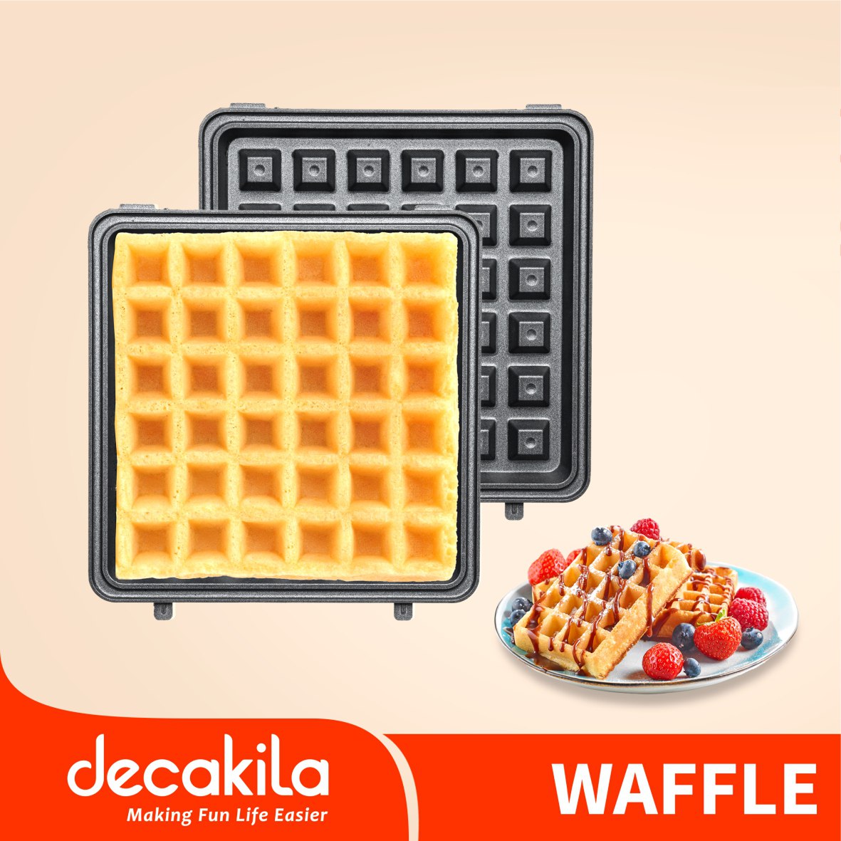 បន្ទះដែកដុតនំ Waffle Decakila KMEC061B