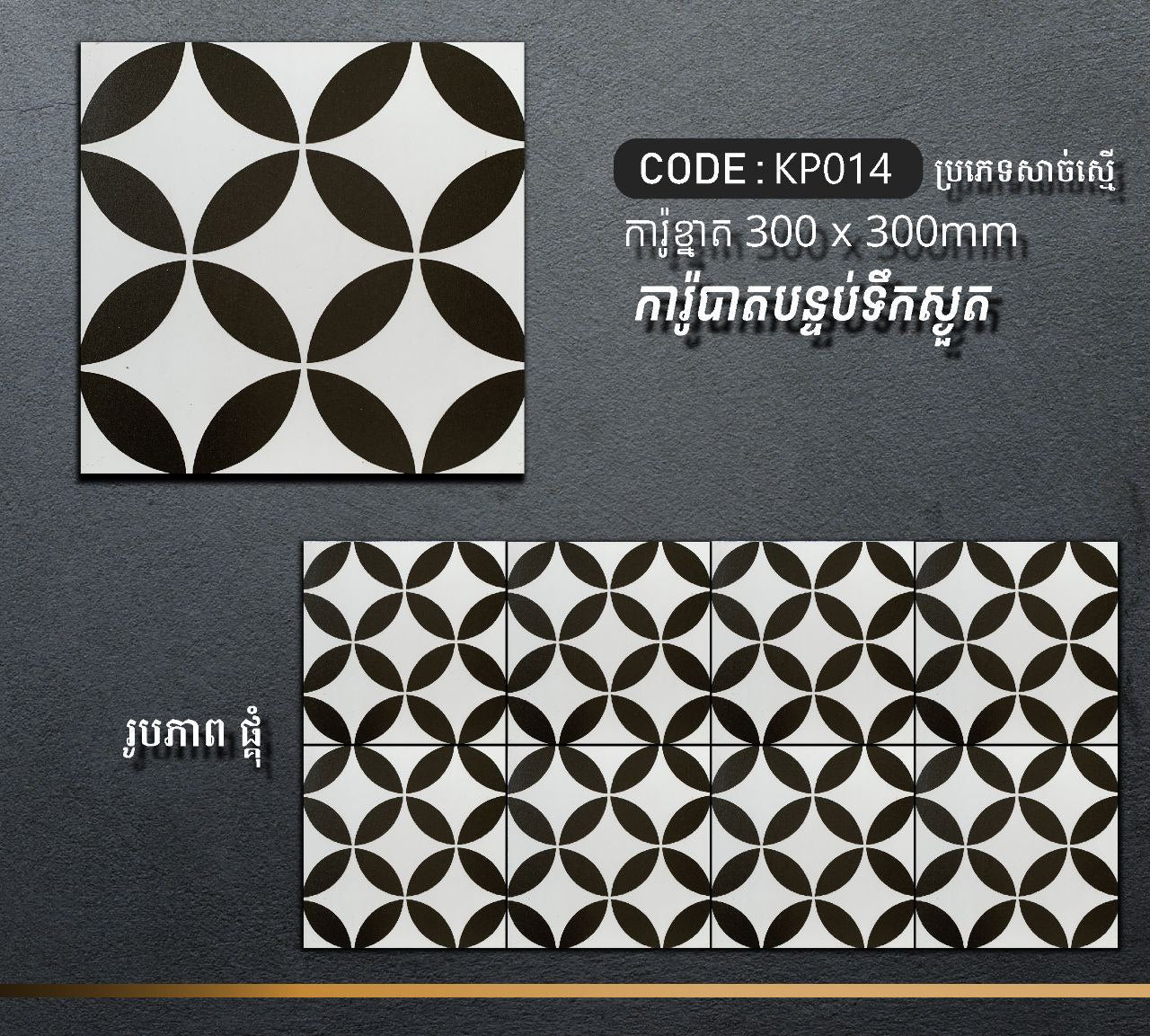 ការ៉ូបាតបន្ទប់ទឹក Bathroom Floor Tile 30x30cm KP014