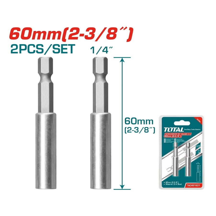 ដងតផ្លែទួរណឺវីស Total Screwdriver Bits Holder Set 2pcs(60mm) TAC461601