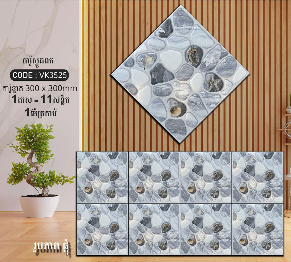 ការ៉ូបាតបន្ទប់ទឹក Bathroom Floor Tile 30x30cm VK3525