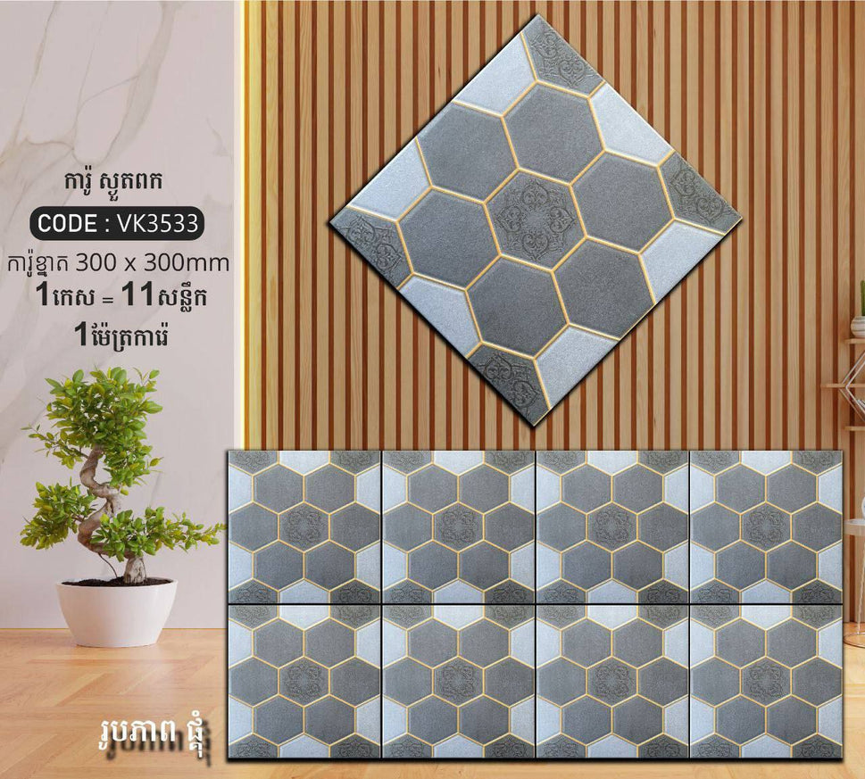 ការ៉ូបាតបន្ទប់ទឹក Bathroom Floor Tile 30x30cm VK3533