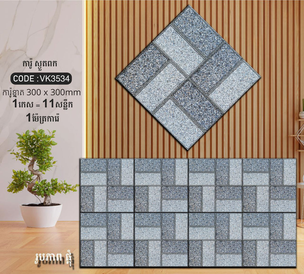 ការ៉ូបាតបន្ទប់ទឹក Bathroom Floor Tile 30x30cm VK3534
