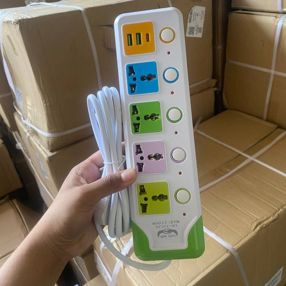 ព្រីភ្លើងរន្ធ4,USB2,typec1 Extension Cords 5m LH3325/5