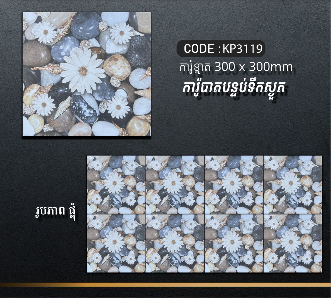 ការ៉ូបាតបន្ទប់ទឹក Bathroom Floor Tile 30x30cm KP3119