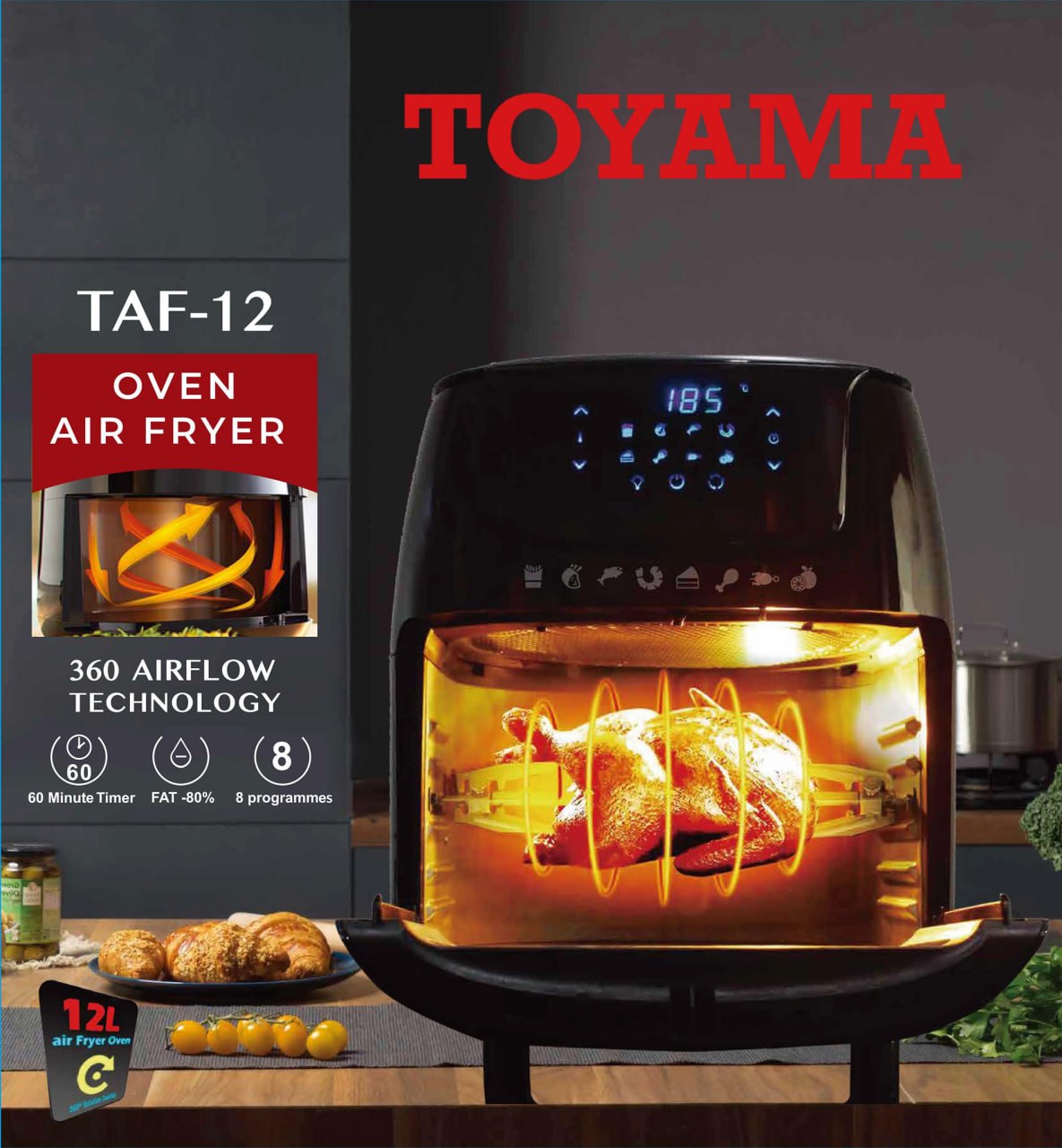 ម៉ាស៊ីនបំពងស្ងួត 12L TOYAMA TAF-12