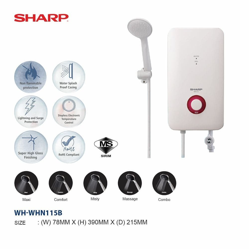 ម៉ាស៊ីនទឹកក្តៅ Sharp WHN115B